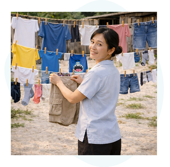 Clothes air-drying at a local laundry service in Hoi An